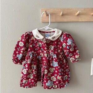 Baby V vintage red floral dress - 3/6M